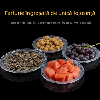 Farfurii de plastic de unică folosință, rotunde, transparente – pentru grătar, picnic și mese acasă