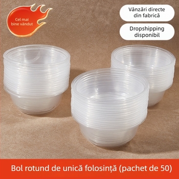 Bol de plastic transparent, cu grosime de 1 cm, 320 ml, rotund, pentru supă, uz în restaurante și acasă