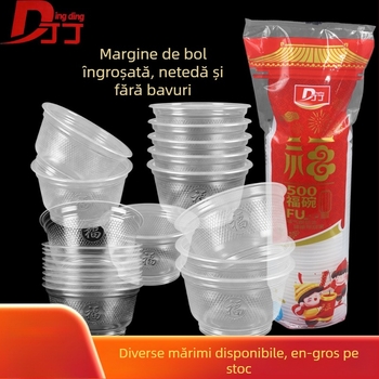 Vas de plastic de unică folosință, rotund, cu grosime suplimentară, pentru mesele de acasă