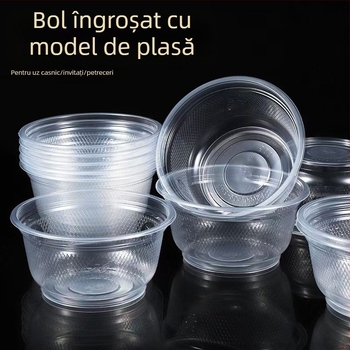 Vas de plastic de unică folosință, rotund, cu grosime suplimentară, pentru mesele de acasă