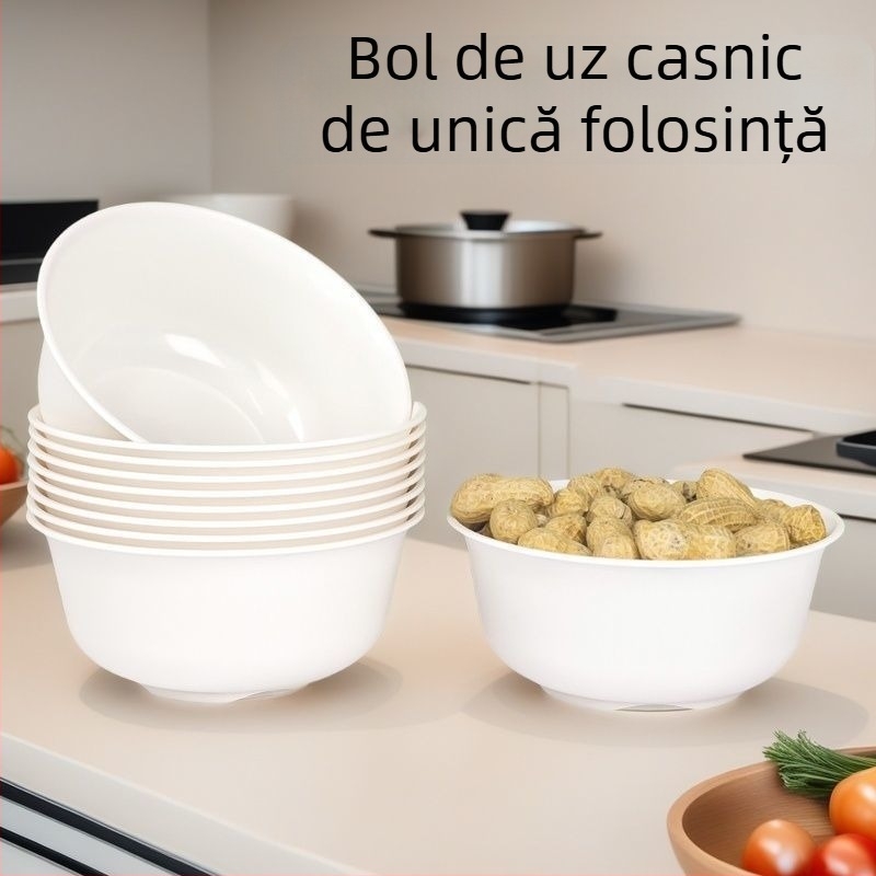Vas de unică folosință mare pentru tăiței și supă, vas rotund pentru orez, din pai de grâu, rezistent la temperaturi, pentru uz casnic sau comercial