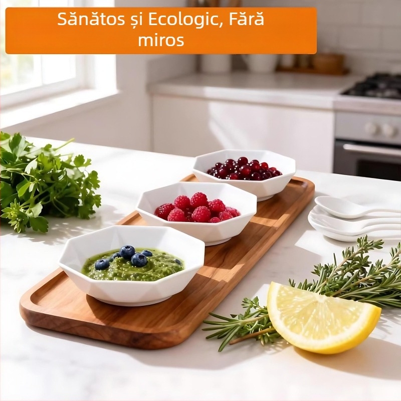 Set de veselă de unică folosință din coji de orez: farfurii, boluri și bețișoare; grosime robustă, rezistente la temperaturi înalte, ecologic pentru hoteluri și restaurante