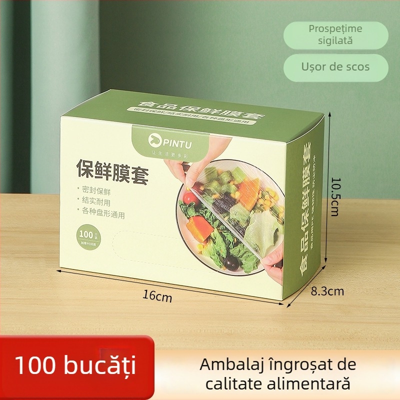 Acoperire din plastic, de unică folosință, cu elastic, de calitate alimentară, pentru bucătărie casnică — menținerea prospețimii resturilor în boluri și farfurii