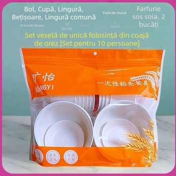Set de veselă de unică folosință cu pahare, boluri, farfurii, bețișoare și linguri pentru nunți, picnicuri și grătare — de înaltă clasă, aspect plăcut și ecologic, pentru uz casnic și în aer liber