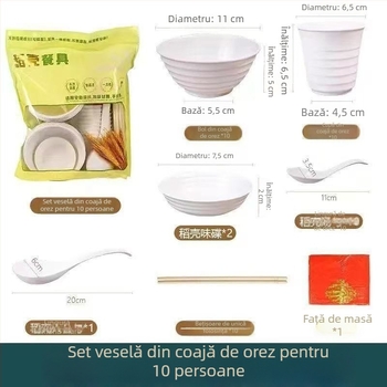 Set de veselă de unică folosință cu pahare, boluri, farfurii, bețișoare și linguri pentru nunți, picnicuri și grătare — de înaltă clasă, aspect plăcut și ecologic, pentru uz casnic și în aer liber