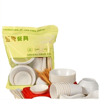 Set de veselă de unică folosință cu pahare, boluri, farfurii, bețișoare și linguri pentru nunți, picnicuri și grătare — de înaltă clasă, aspect plăcut și ecologic, pentru uz casnic și în aer liber