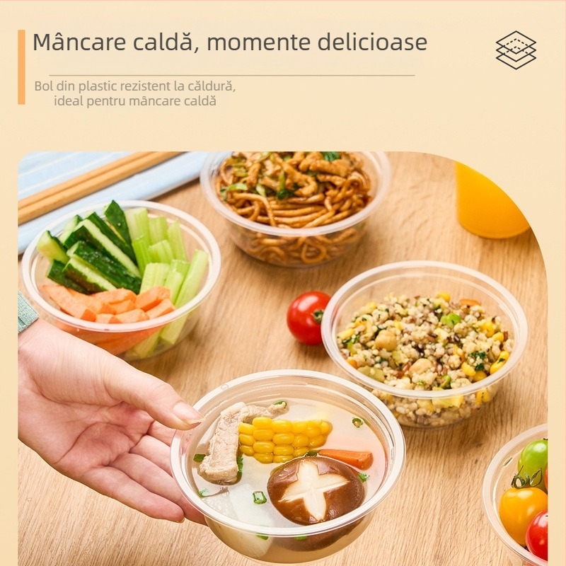 Miaojie bol de plastic termorezistent, de unică folosință, rotund, 330 ml