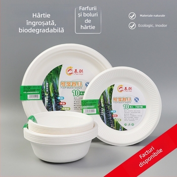 Farfurii de unică folosință din pulpă de hârtie, farfurii adânci pentru bento, set de 10