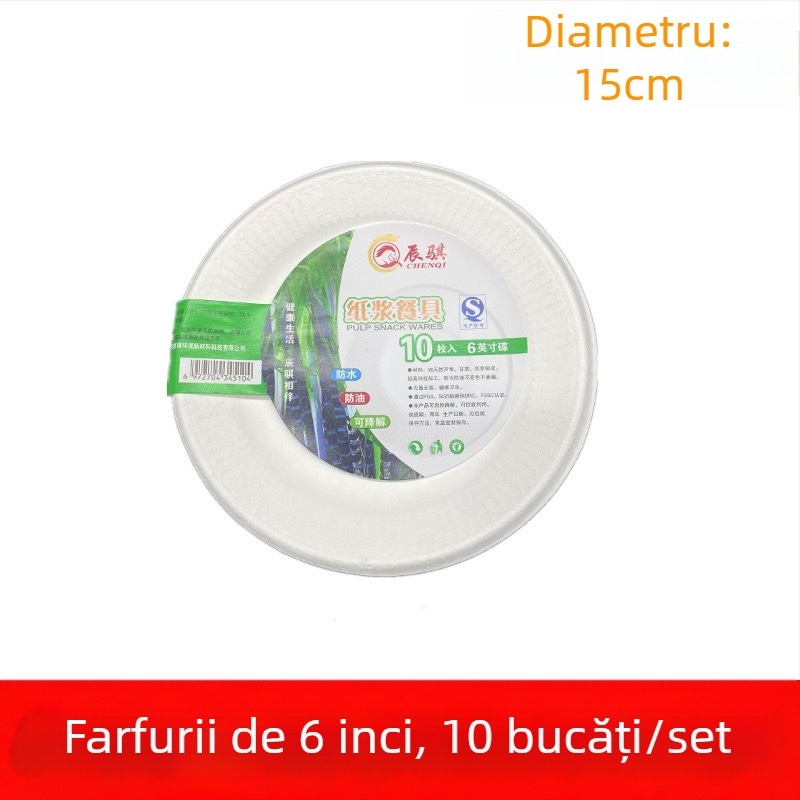 Farfurii de unică folosință din pulpă de hârtie, farfurii adânci pentru bento, set de 10