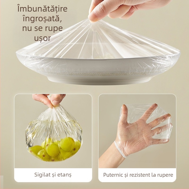Capace din folie alimentară de unică folosință, groase și mari, pentru vase și farfurii, acoperire pentru fructe