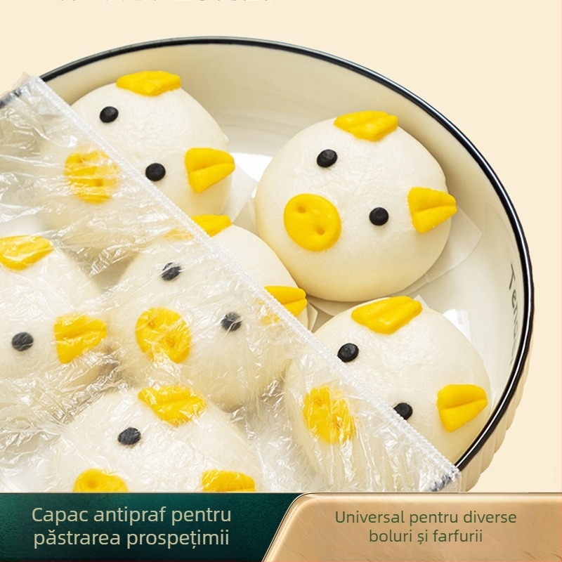Shiny Premium Capac din folie de plastic, de unică folosință, grad alimentar, capac elastic pentru boluri și farfurii, stil șapcă de duș pentru bucătărie