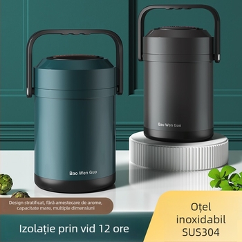 Cutie pentru prânz cu izolație în vid, din oțel inoxidabil 304, construcție multistrat, capacitate mare (1–3 L) pentru studenți și angajați.