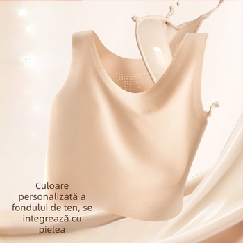 Bustier fără cusur, cu reducere naturală a cupelor, potrivire invizibilă, bretele late, bandeau confortabil, spate respirabil, absorbția transpirației