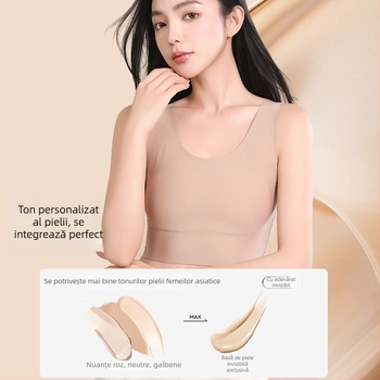 Bustier fără cusur, cu reducere naturală a cupelor, potrivire invizibilă, bretele late, bandeau confortabil, spate respirabil, absorbția transpirației