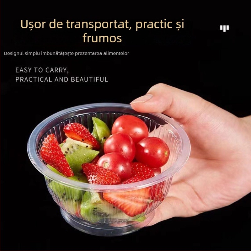 Boluri rotunde din plastic, de unică folosință, cu capac transparent – set de veselă pentru uz casnic, tip rigid, PP
