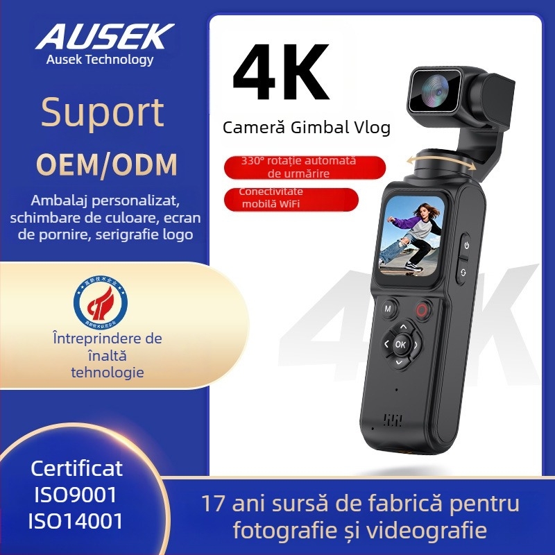 4K cameră de acțiune portabilă cu gimbal de buzunar pentru călătorii și vlog, personalizabilă