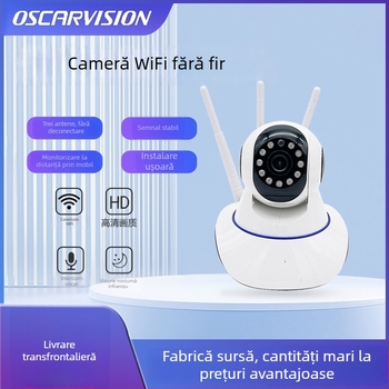 Cameră de supraveghere wireless V380, rotație 360°, pan-tilt HD, obiectiv ultra-larg, intercom audio prin telefon