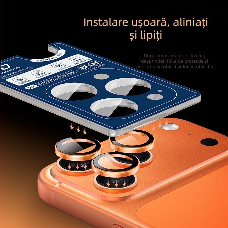 Folie protecție obiectiv iPhone 17 Pro Max – sticlă temperată, HD anti-zgâriere