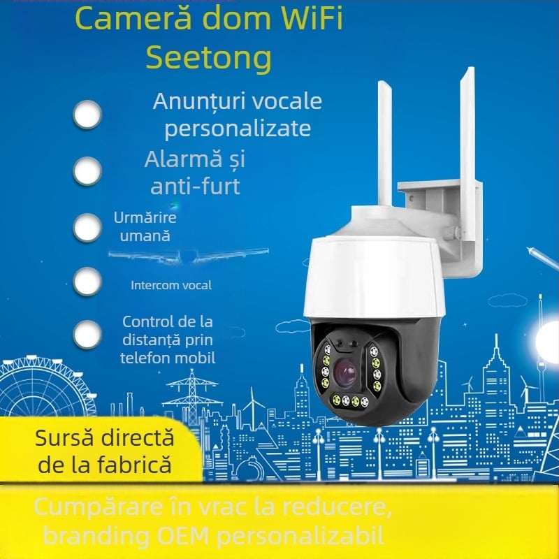 Seetong cameră WiFi pentru supraveghere – cameră wireless de rețea cu funcție de alarmă și înregistrare pe telefon