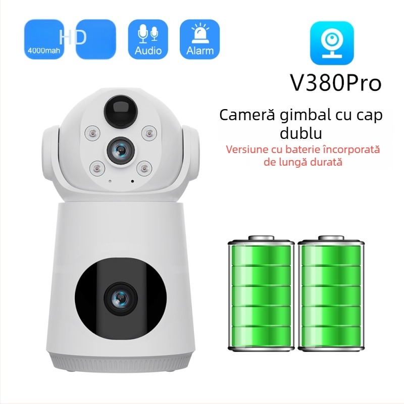 V380PRO Cameră de Supraveghere Wireless Wi‑Fi PTZ cu Obiective Duale și Vizualizare Duală