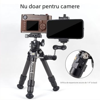 Xiletu trepied din fibră de carbon cu cap pan/tilt pentru cameră fără oglindă, ușor și portabil pentru călătorii în aer liber