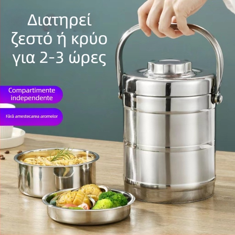 MISHANGNI Recipient izolat din oțel inoxidabil pentru servirea orezului, destinat restaurantelor și hotelurilor, capacitate 1,5–2,2 L