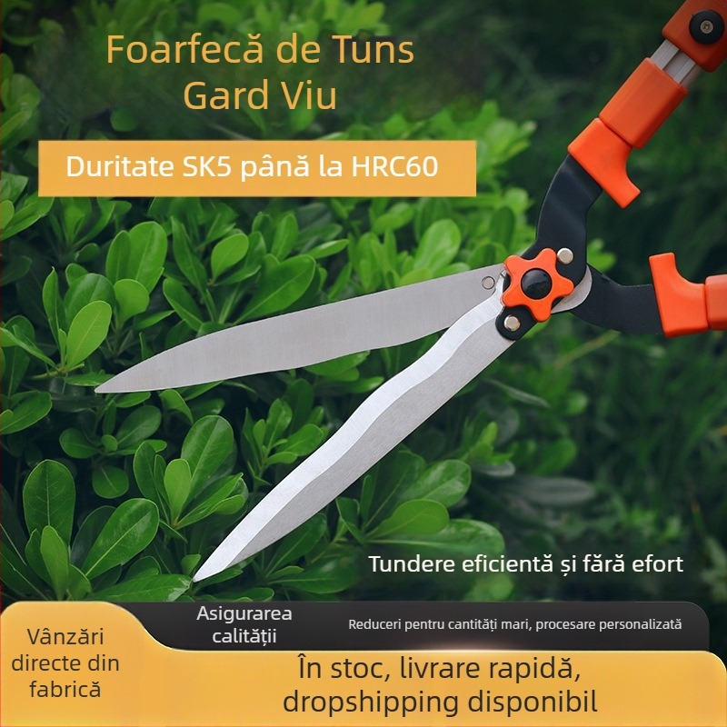 Foarfă telescopică pentru gard viu și unelte de grădină, uz casnic, tăierea gazonului, a florilor și a crengilor, design pliabil