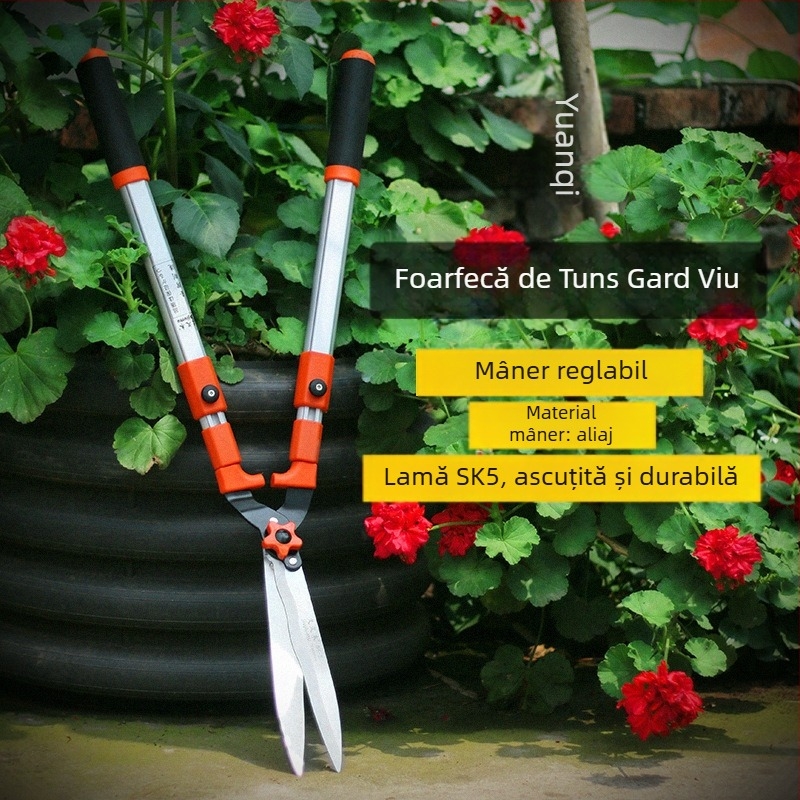 Foarfă telescopică pentru gard viu și unelte de grădină, uz casnic, tăierea gazonului, a florilor și a crengilor, design pliabil