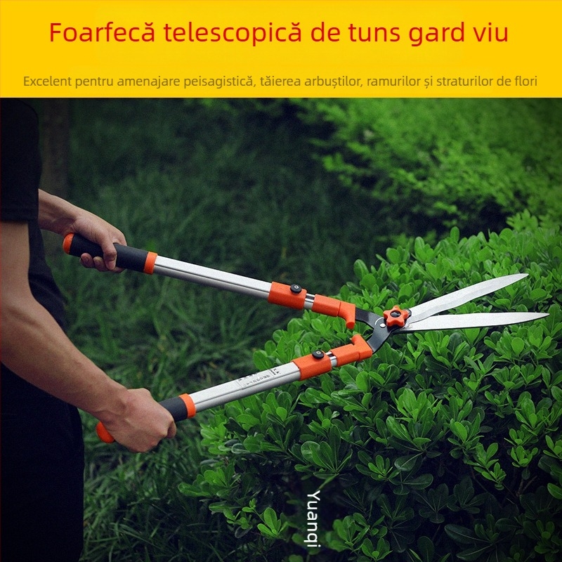 Foarfă telescopică pentru gard viu și unelte de grădină, uz casnic, tăierea gazonului, a florilor și a crengilor, design pliabil