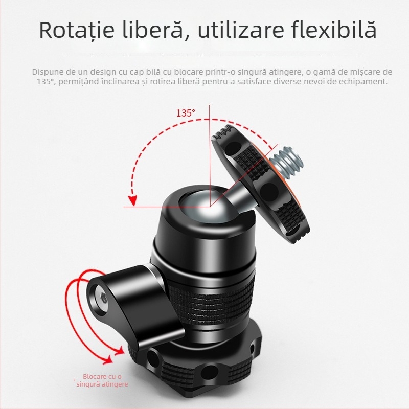 Montură metalică mică cu suport rece și cap de bilă universal, suport monitor pentru cameră DSLR și accesorii pentru cușcă de cadru