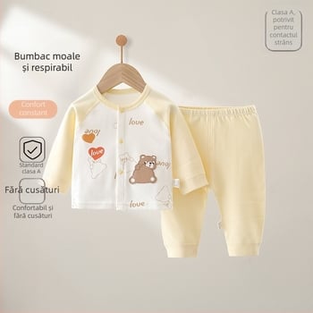 Nou-născut unisex, din bumbac 100%, pentru patru anotimpuri, set din două piese pentru bebeluși.