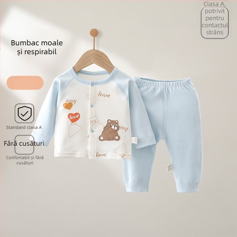 Nou-născut unisex, din bumbac 100%, pentru patru anotimpuri, set din două piese pentru bebeluși.