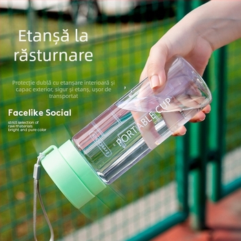 Sticlă sport din plastic, portabilă, rezistentă la temperaturi înalte, stilată pentru bărbați și femei, primăvara 2026