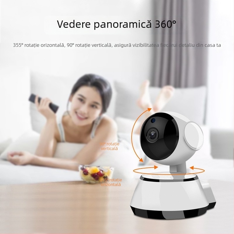 Cameră wireless cu Wi-Fi, monitorizare de la distanță prin telefon, supraveghere HD în rețea cu slot pentru card SD, V380