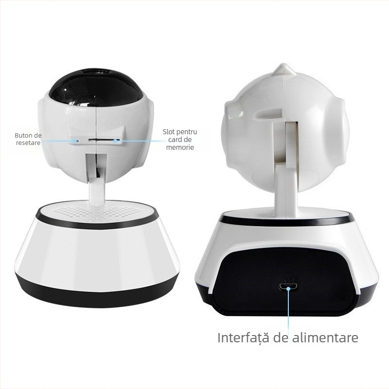 Cameră wireless cu Wi-Fi, monitorizare de la distanță prin telefon, supraveghere HD în rețea cu slot pentru card SD, V380