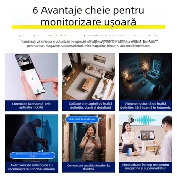 Cameră de supraveghere wireless Qiaoan, monitorizare Wi-Fi la distanță, interfon vocal pentru casă, HD