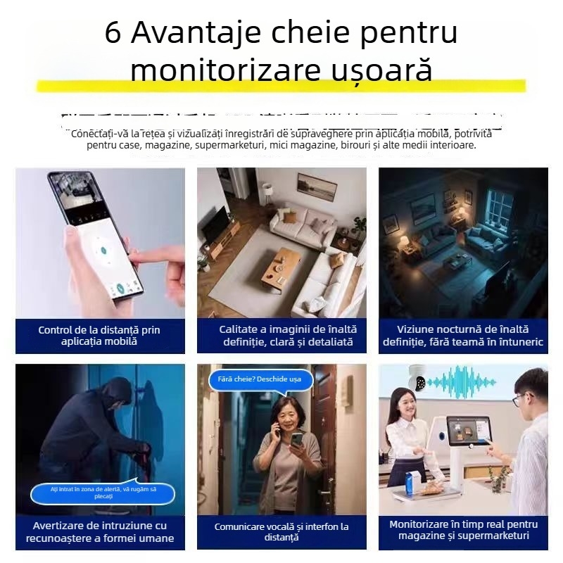 Cameră de supraveghere wireless Qiaoan, monitorizare Wi-Fi la distanță, interfon vocal pentru casă, HD