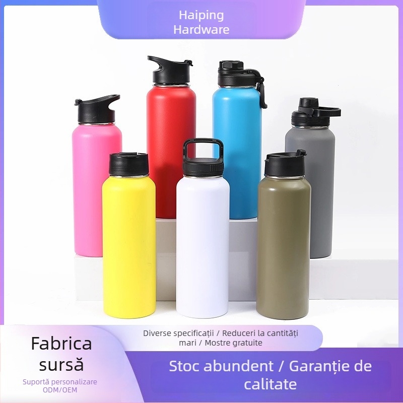 Recipient din oțel inoxidabil 304, 32 oz, finisaj pudrat, izolație termică, portabil pentru exterior, personalizabil