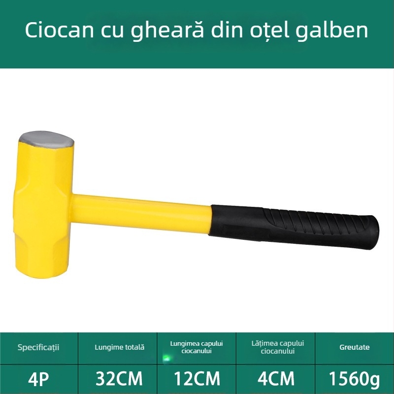 Ciocan octogonal cu mâner din lemn, capac din oțel carbon, rezistent la șocuri, 0.25/0.5/0.75 kg