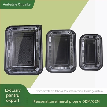 Cutie de sushi de unică folosință cu capac, pentru rulouri de miel, cutie din plastic dreptunghiulară pentru felii de carne proaspătă