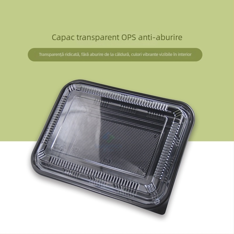 Cutie de sushi de unică folosință cu capac, pentru rulouri de miel, cutie din plastic dreptunghiulară pentru felii de carne proaspătă