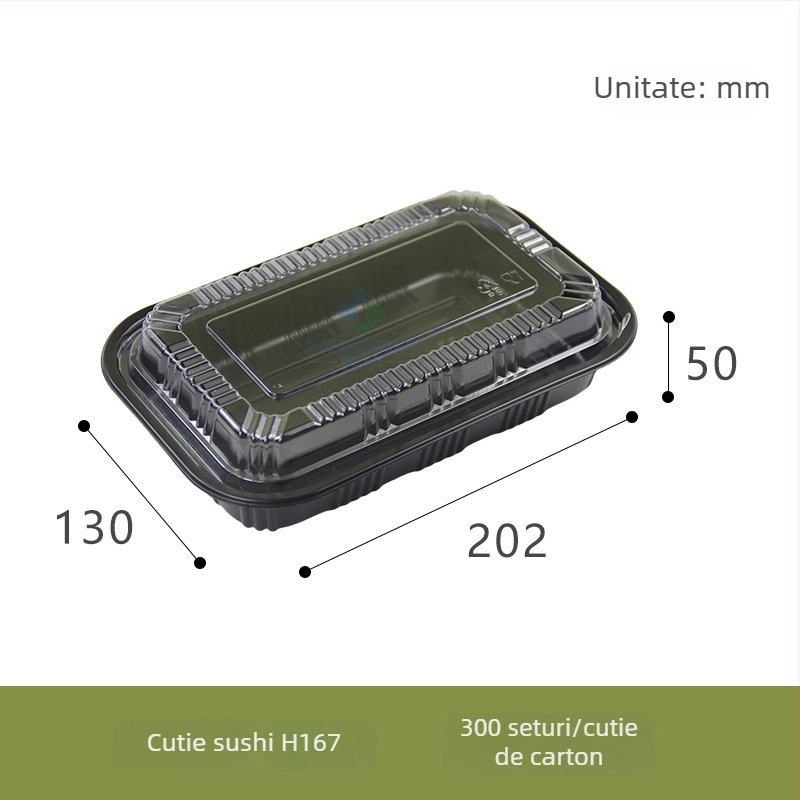 Cutie de sushi de unică folosință cu capac, pentru rulouri de miel, cutie din plastic dreptunghiulară pentru felii de carne proaspătă