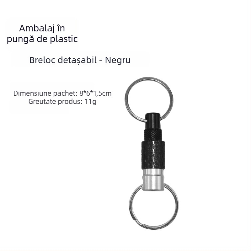 Lanț de chei metalic detașabil cu eliberare rapidă și inel dublu, pentru exterior
