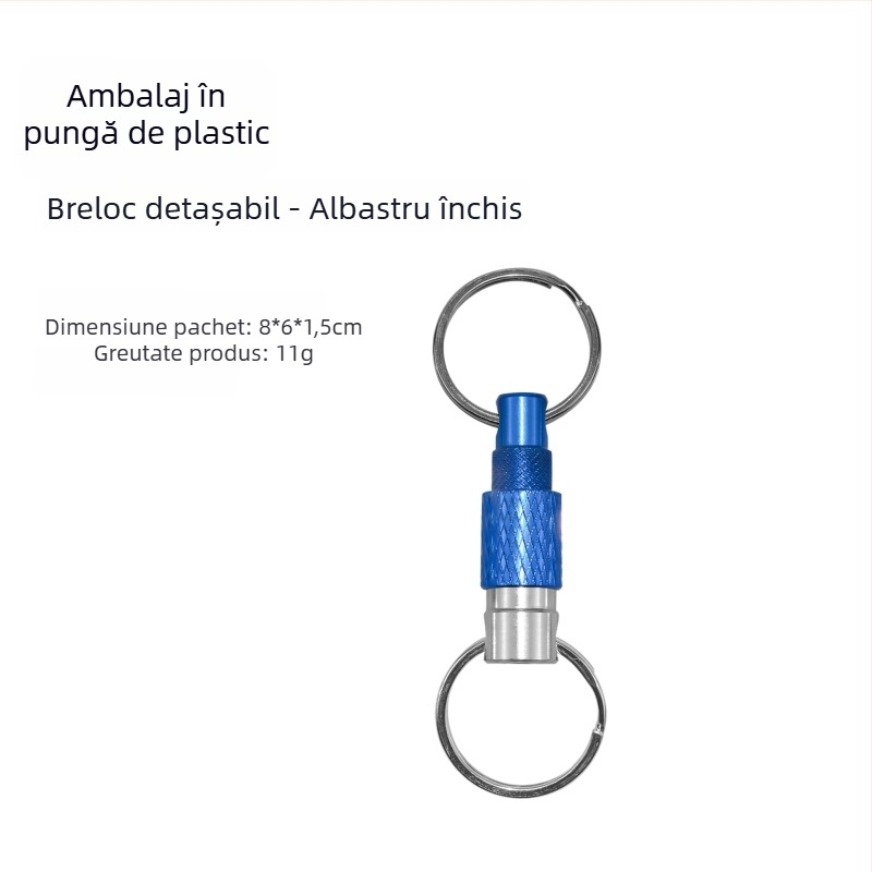 Lanț de chei metalic detașabil cu eliberare rapidă și inel dublu, pentru exterior