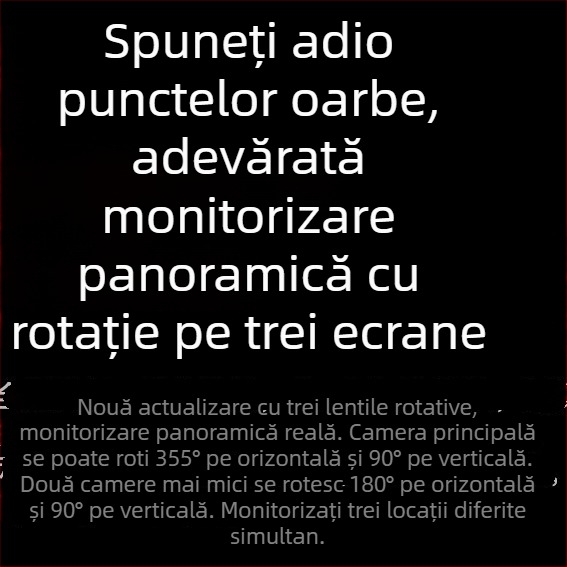 Qiaoan cameră wireless cu 3 lentile, 360°, pentru monitorizare de la distanță în exterior și în interior, vedere de noapte, 4G