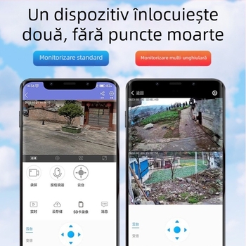 Cameră de supraveghere exterioară, acoperire 360°, vizualizare noapte HD, wireless Wi-Fi, acces de pe telefon