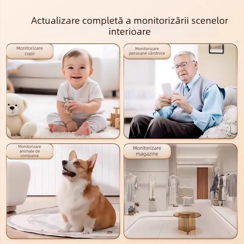 Cameră de supraveghere inteligentă pentru interior, 1080p, cu vizualizare nocturnă la 360°