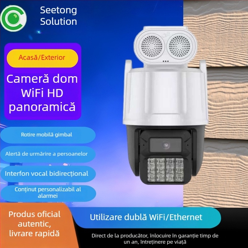 Cameră dom pentru uz casnic, HD în culori complete, monitorizare de la distanță prin telefon, Wi‑Fi