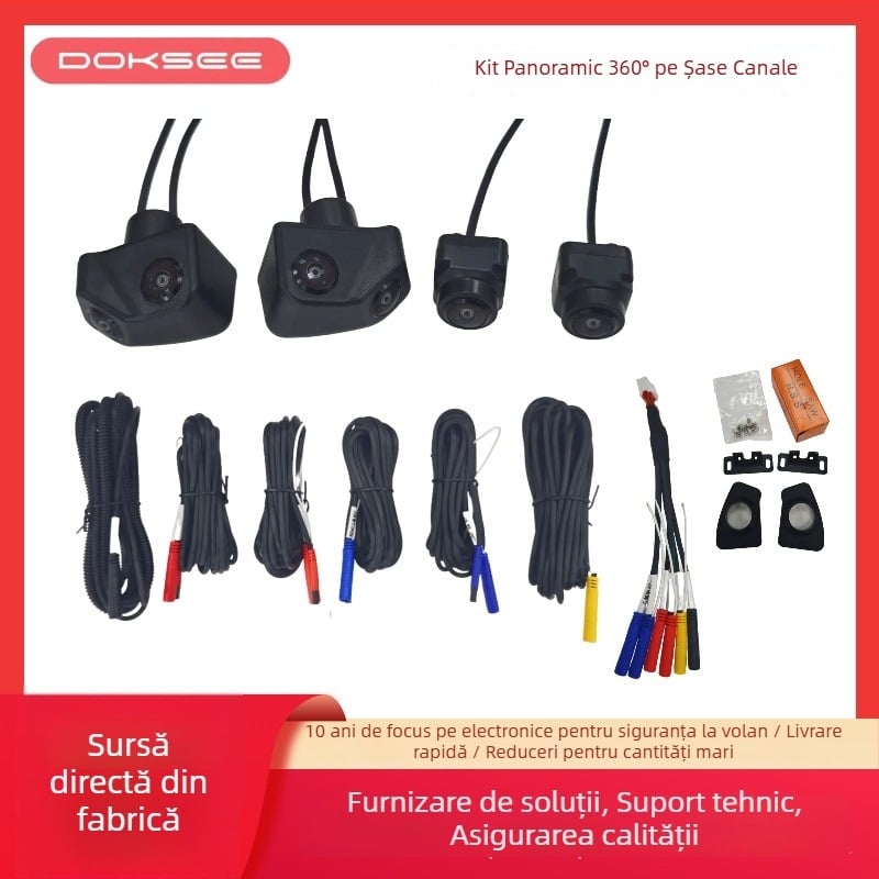 Kit panoramic pentru mașină, 6 canale, 360°, vizionare nocturnă HD 1080P
