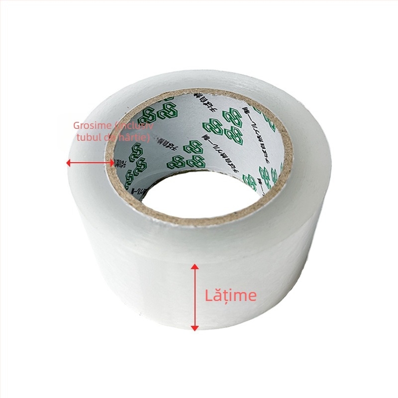 Bandă de ambalaj transparentă pentru sigilarea coletelor, lățime 55 mm, lungime 100 m, grosime 1,6 mm, BOPP, adeziv pe bază de apă